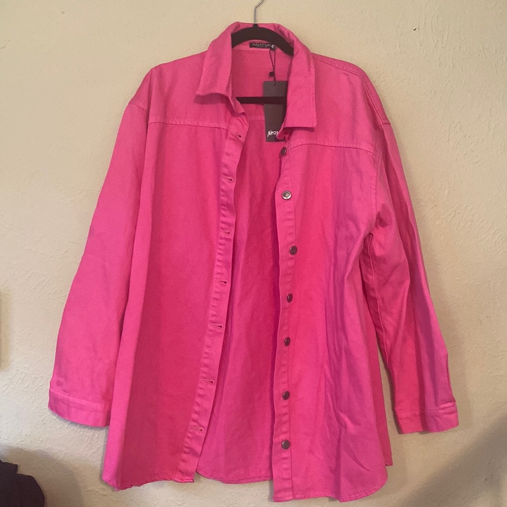 Shacket shirt dress pink